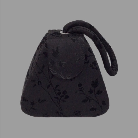 Kf Ltd. Black Velour Flocked Evening Bag w/Loop Handle & Braided Crossbody Strap - Picture 3 of 10
